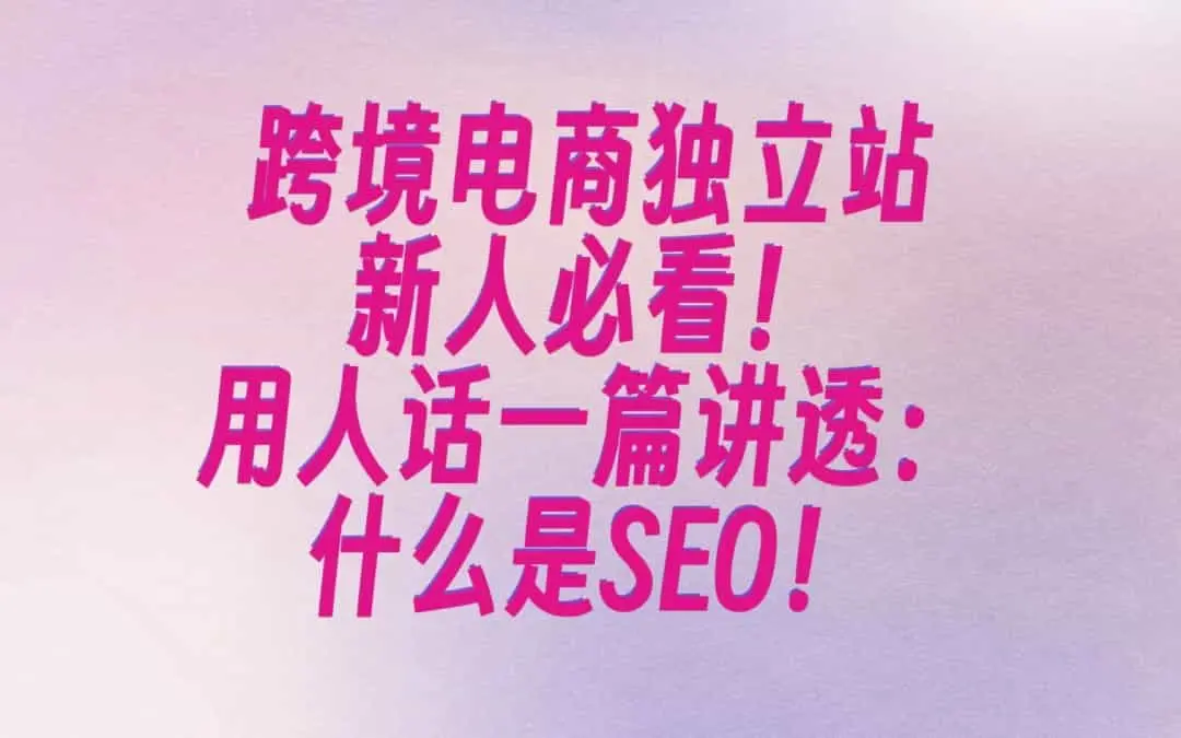 跨境电商独立站SEO全解：新人看得懂的人话指南 | SEO入门宝典（五）