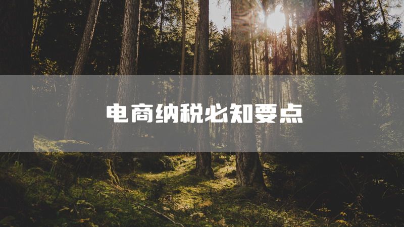 电商纳税必知要点