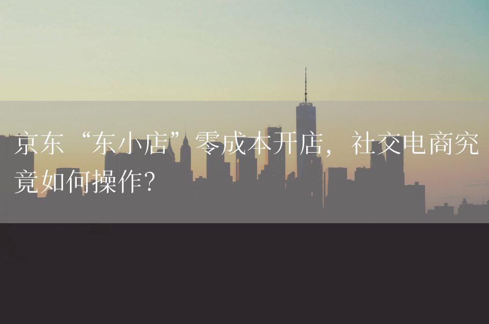 京东“东小店”零成本开店，社交电商究竟如何操作？