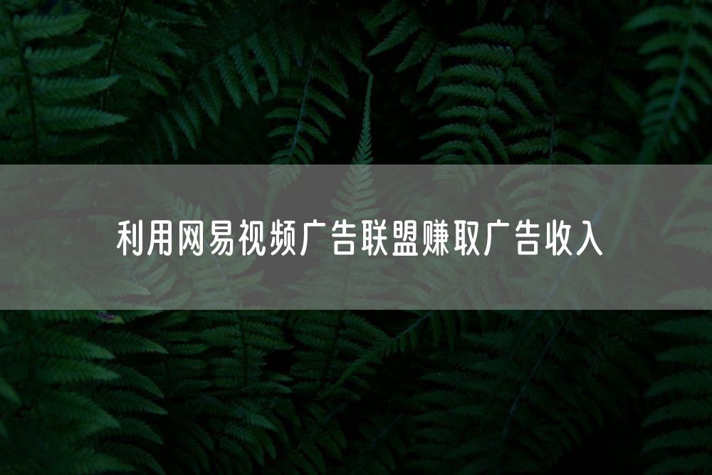 利用网易视频广告联盟赚取广告收入