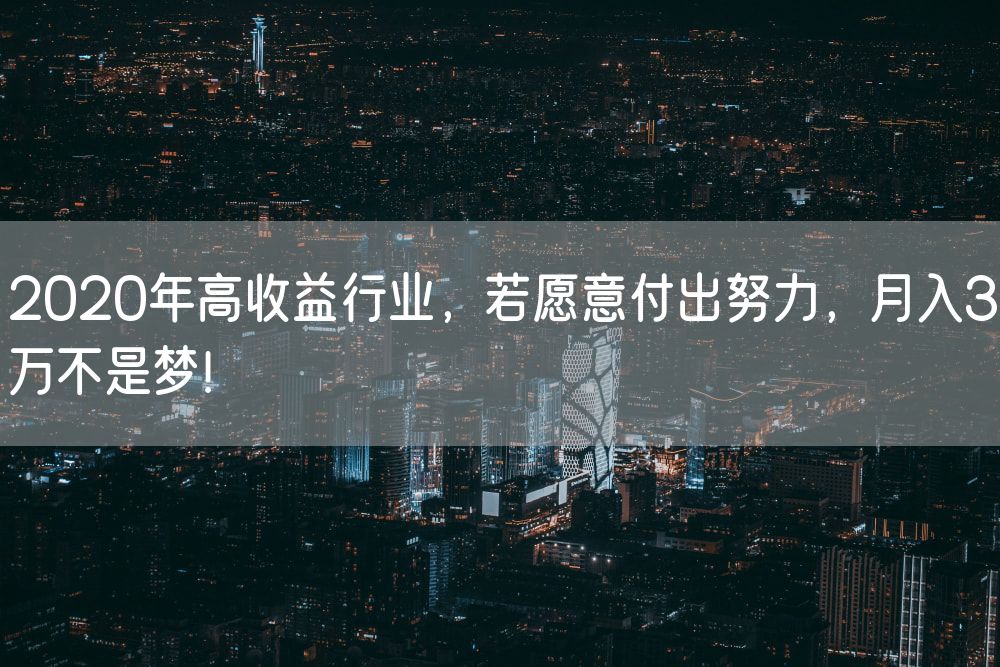 2020年高收益行业，若愿意付出努力，月入3万不是梦！