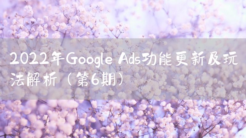 2022年Google Ads功能更新及玩法解析（第6期）