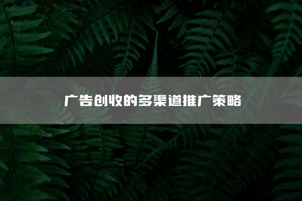 广告创收的多渠道推广策略