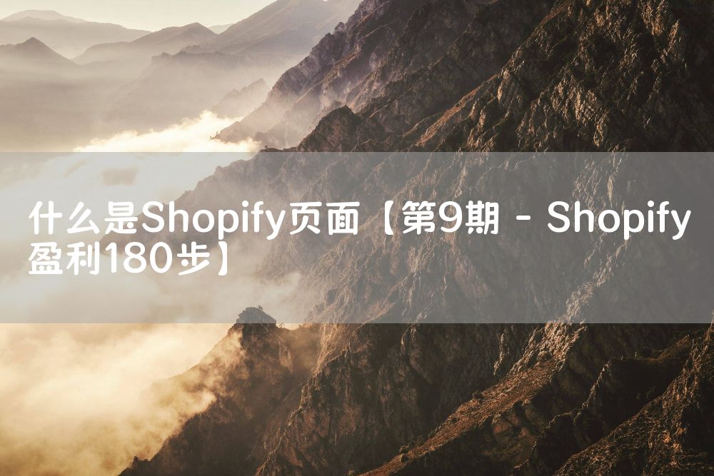 什么是Shopify页面【第9期 - Shopify盈利180步】