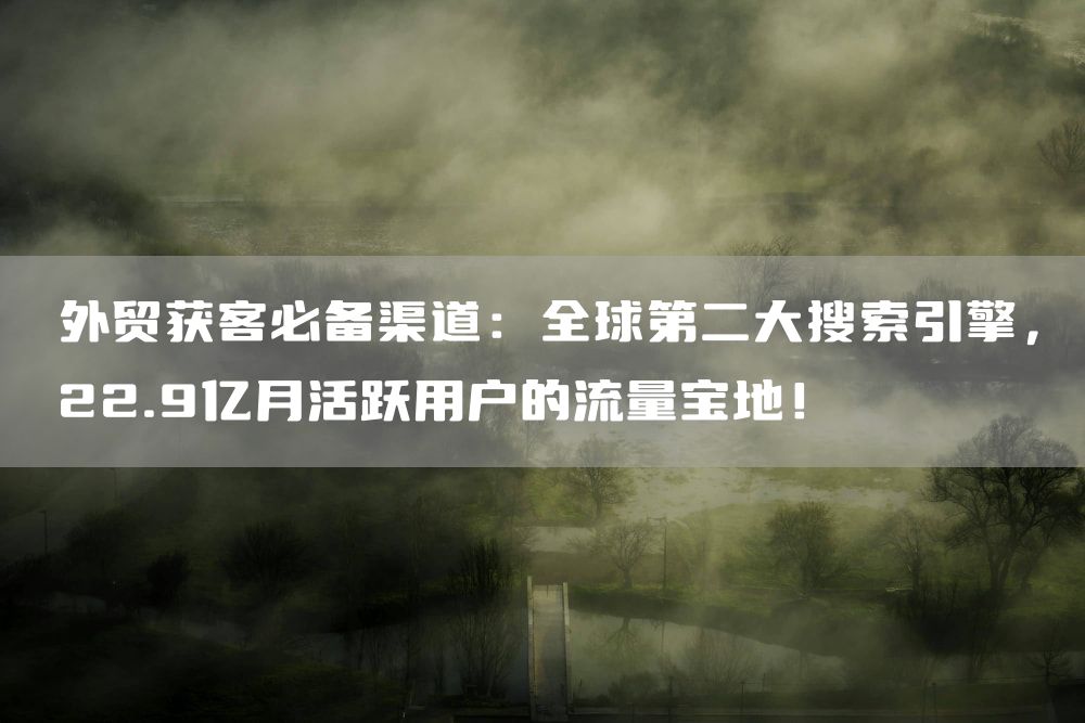 外贸获客必备渠道：全球第二大搜索引擎，22.9亿月活跃用户的流量宝地！