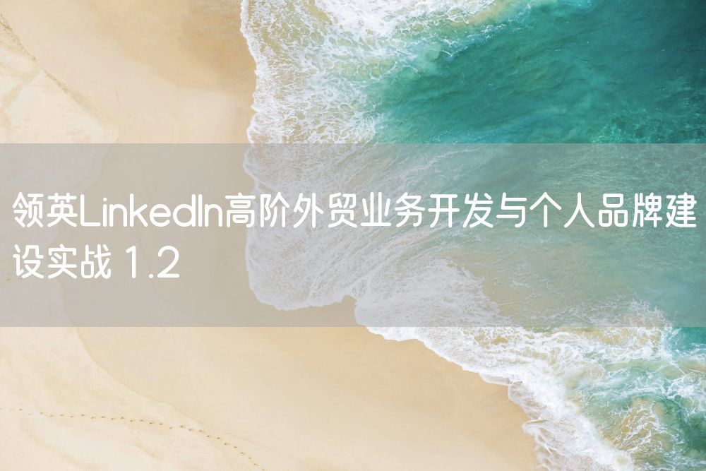 领英LinkedIn高阶外贸业务开发与个人品牌建设实战 1.2