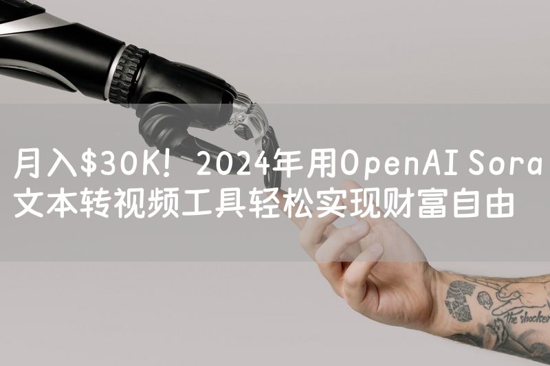 月入$30K！2024年用OpenAI Sora文本转视频工具轻松实现财富自由