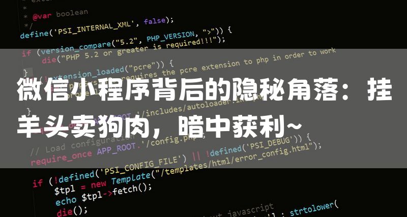 微信小程序背后的隐秘角落：挂羊头卖狗肉，暗中获利~