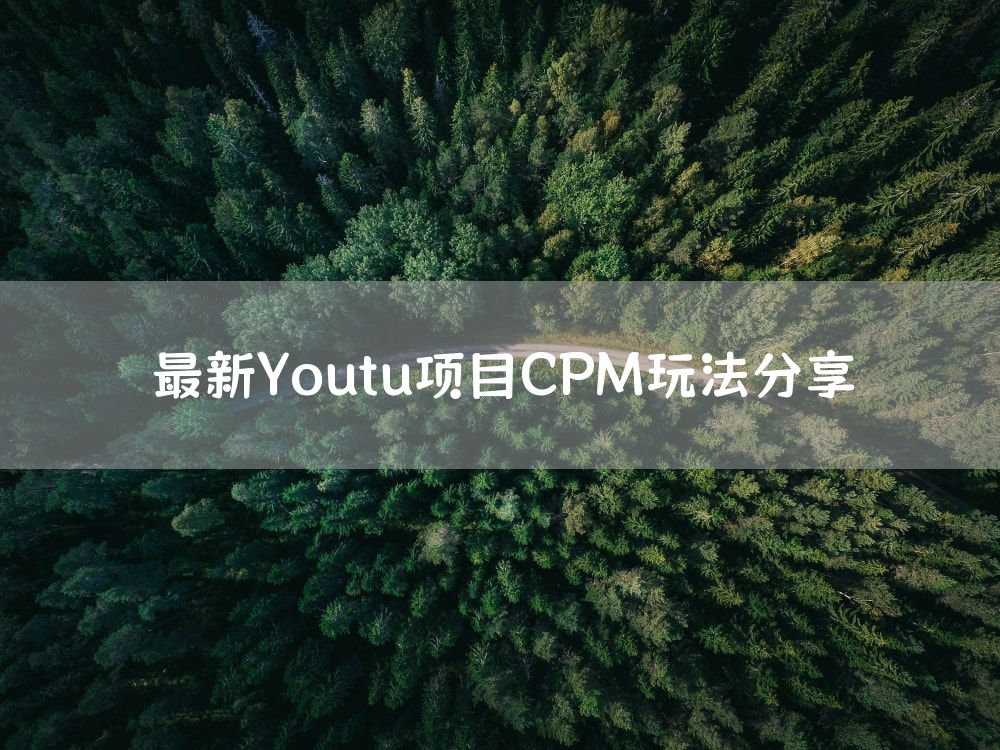 最新Youtu项目CPM玩法分享