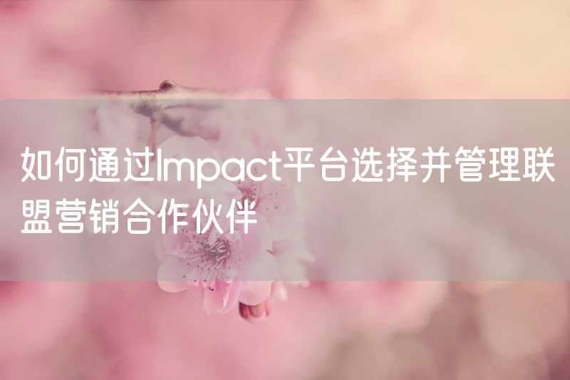 如何通过Impact平台选择并管理联盟营销合作伙伴