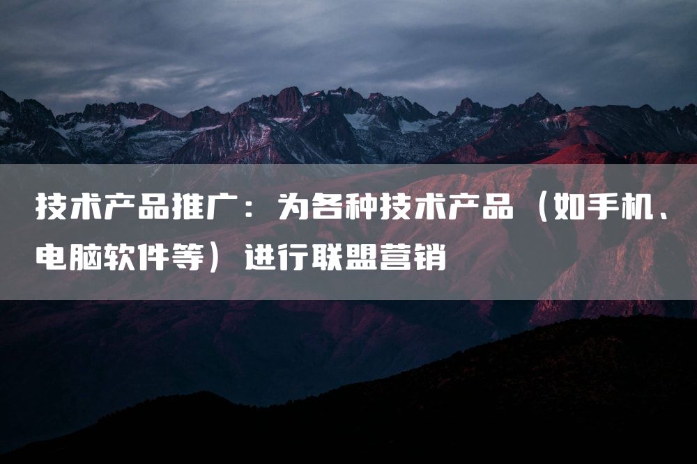 技术产品推广：为各种技术产品（如手机、电脑软件等）进行联盟营销