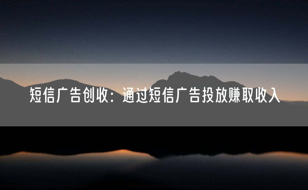 短信广告创收：通过短信广告投放赚取收入